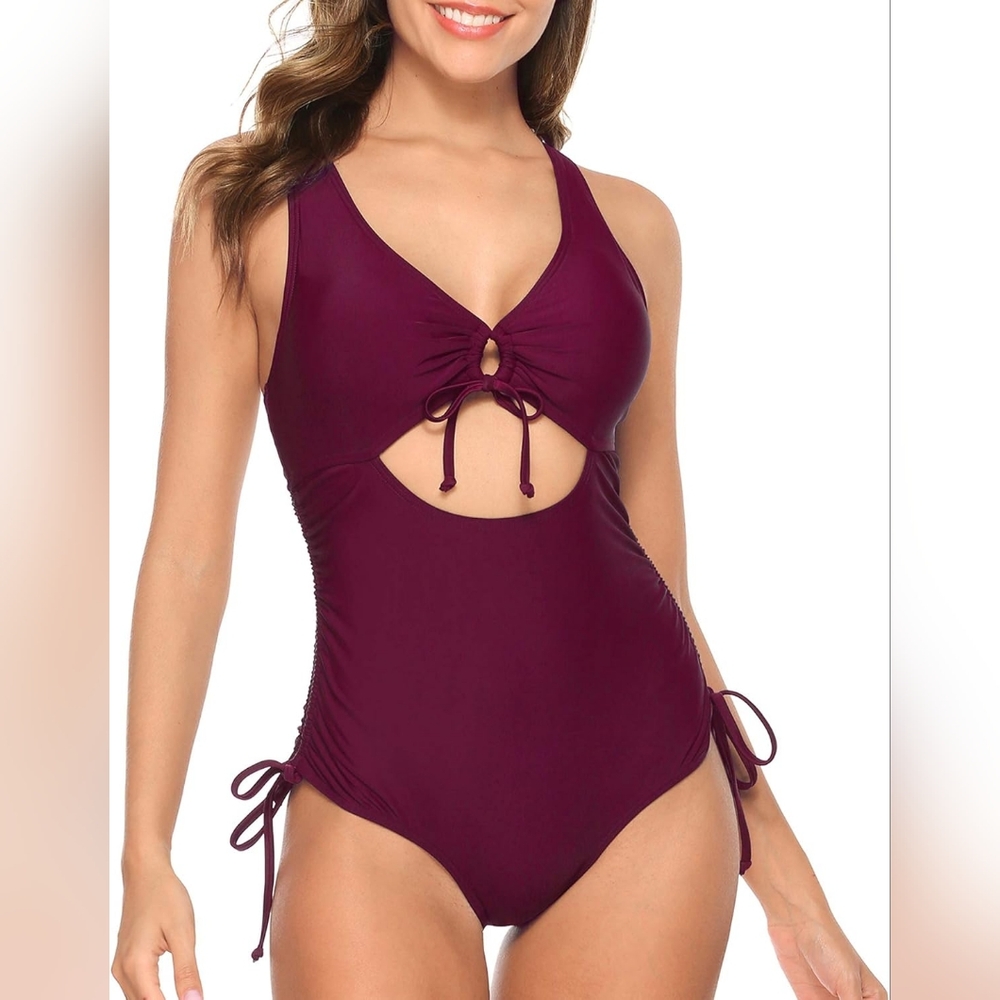 Women's Burgundy One-Piece Swimsuit M